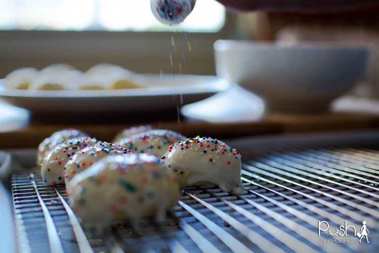 If you're like me, apply the sprinkles or nonpareil liberally for these traditional Easter cookies.