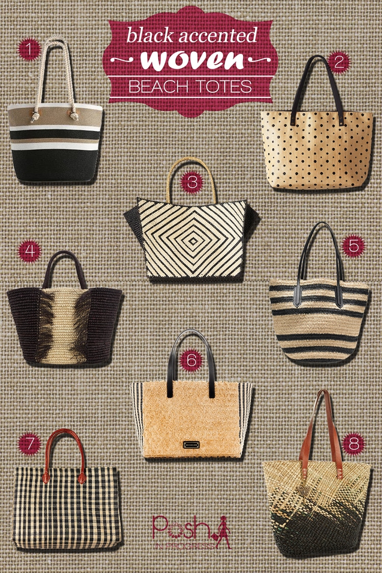 Black Accented Woven Beach Totes Posh in Progress