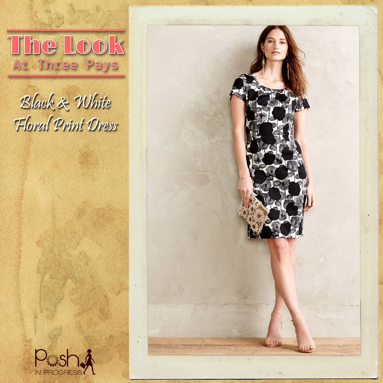 Three Pays: Black and White Floral Print Dress