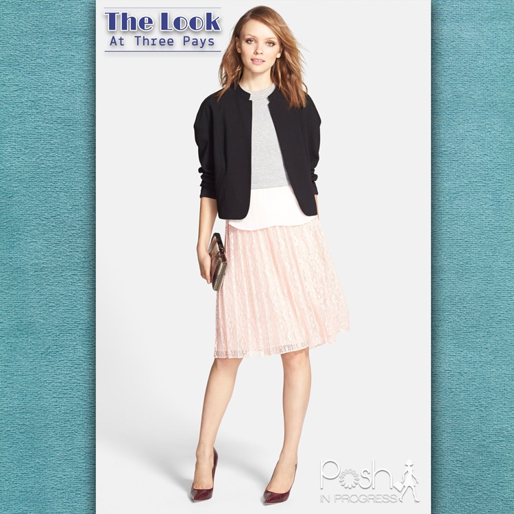 Three Pays: Pink Pleated Midi Skirt Look