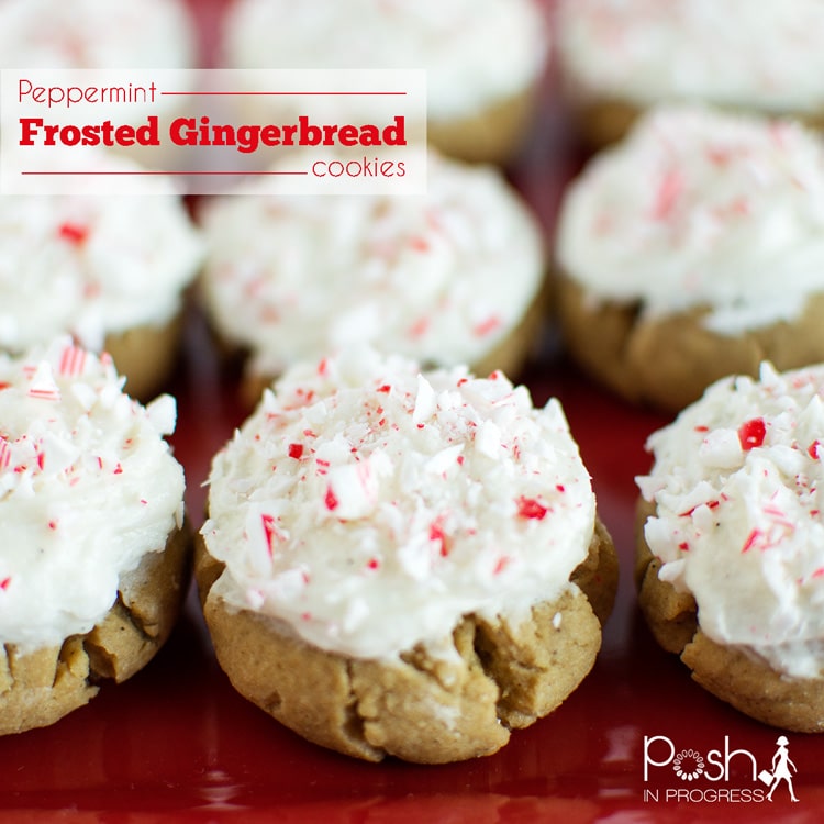 Peppermint Frosted Gingerbread Cookies