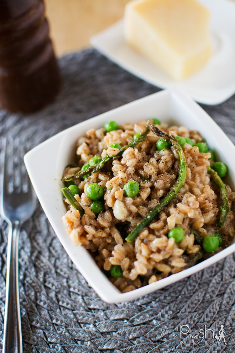 Asparagus Farro Risotto with Sweet Peas Posh in Progress
