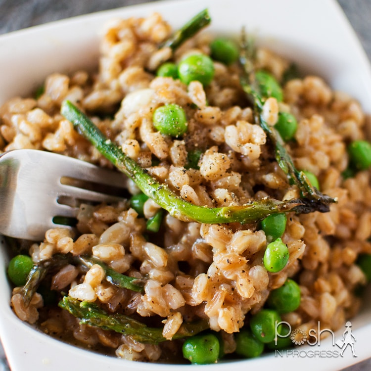 Asparagus Farro Risotto with Sweet Peas