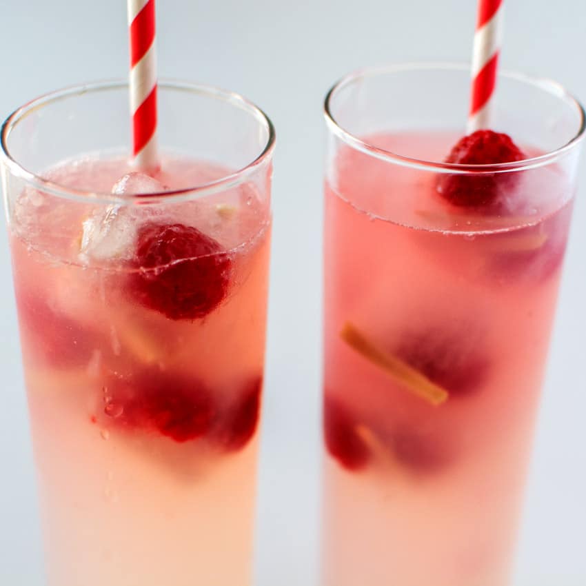 Raspberry Ginger Lemonade with Flavored Ice Cubes