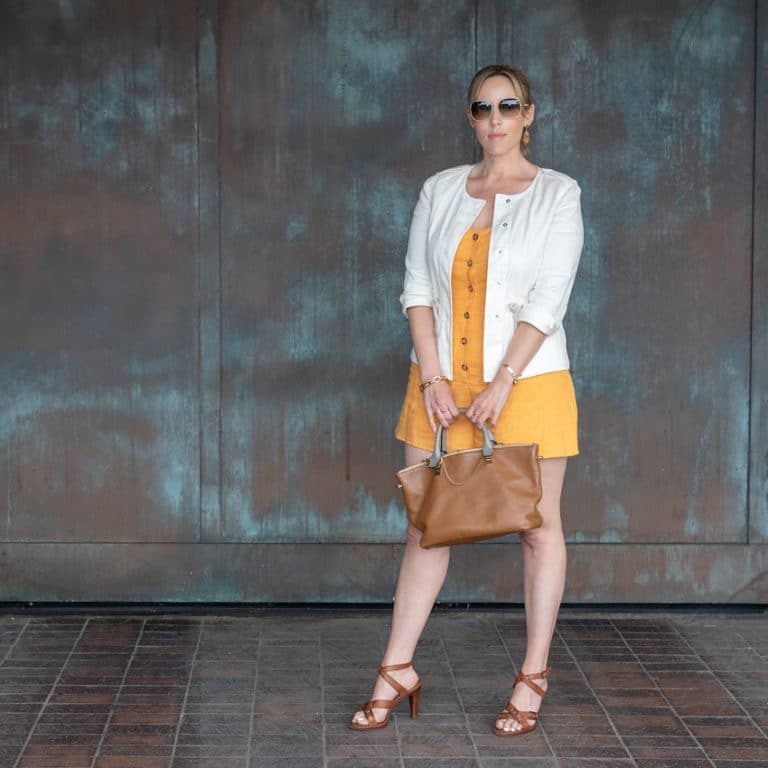 This is How to Style a Yellow Romper for Work