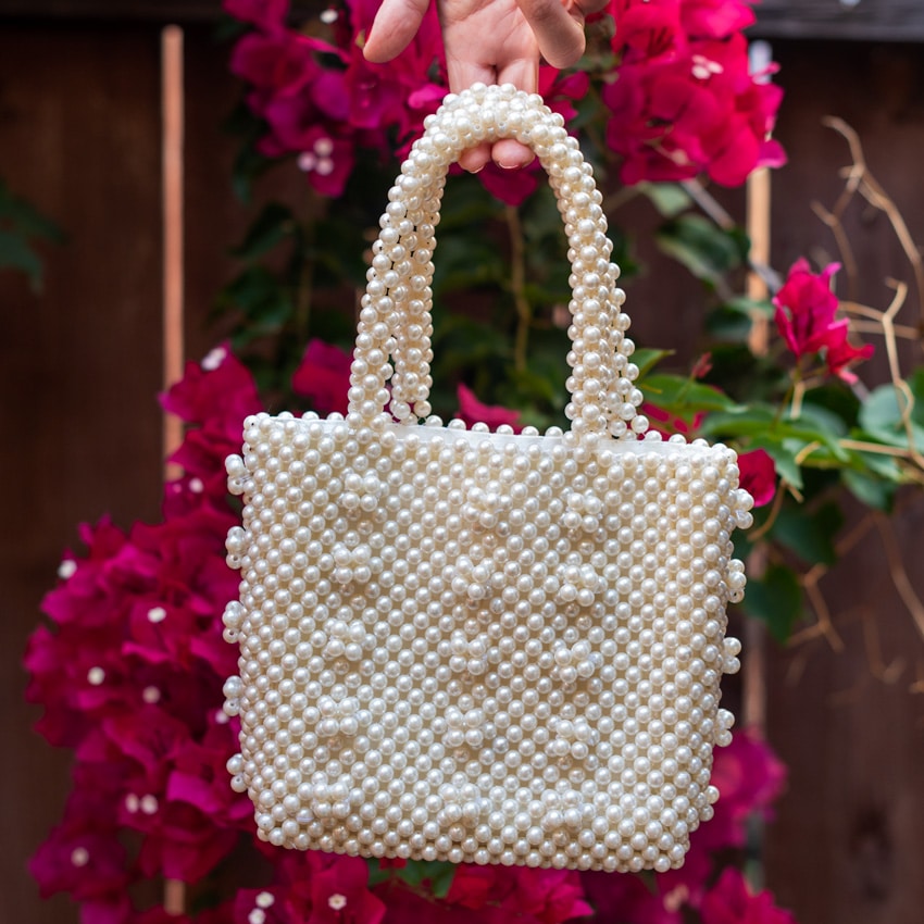 Practical or Posh: White Pearl Purses at 3 Different Prices