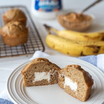 These peanut butter banana bread fluffernutter muffins are filled with a marshmallow buttercream. They are a yummy anytime snack.