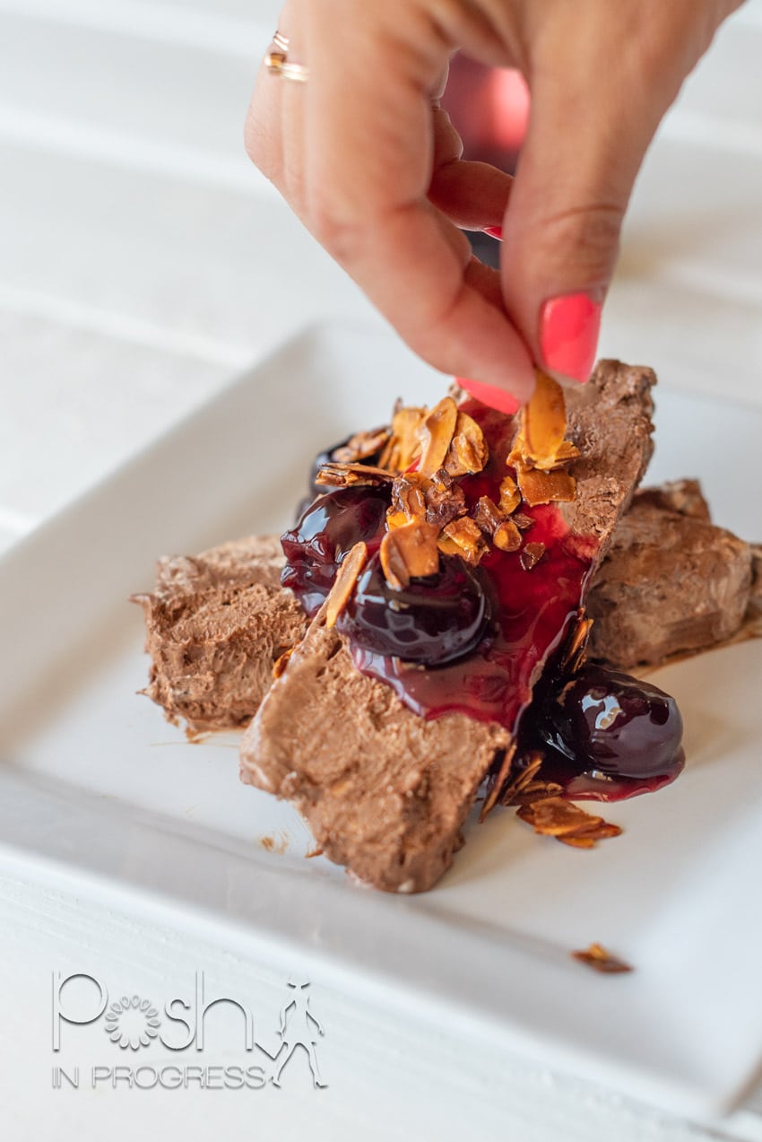 Chocolate Semifreddo Recipe with Cherry Sauce featured by top LA lifestyle blogger, Posh in Progress