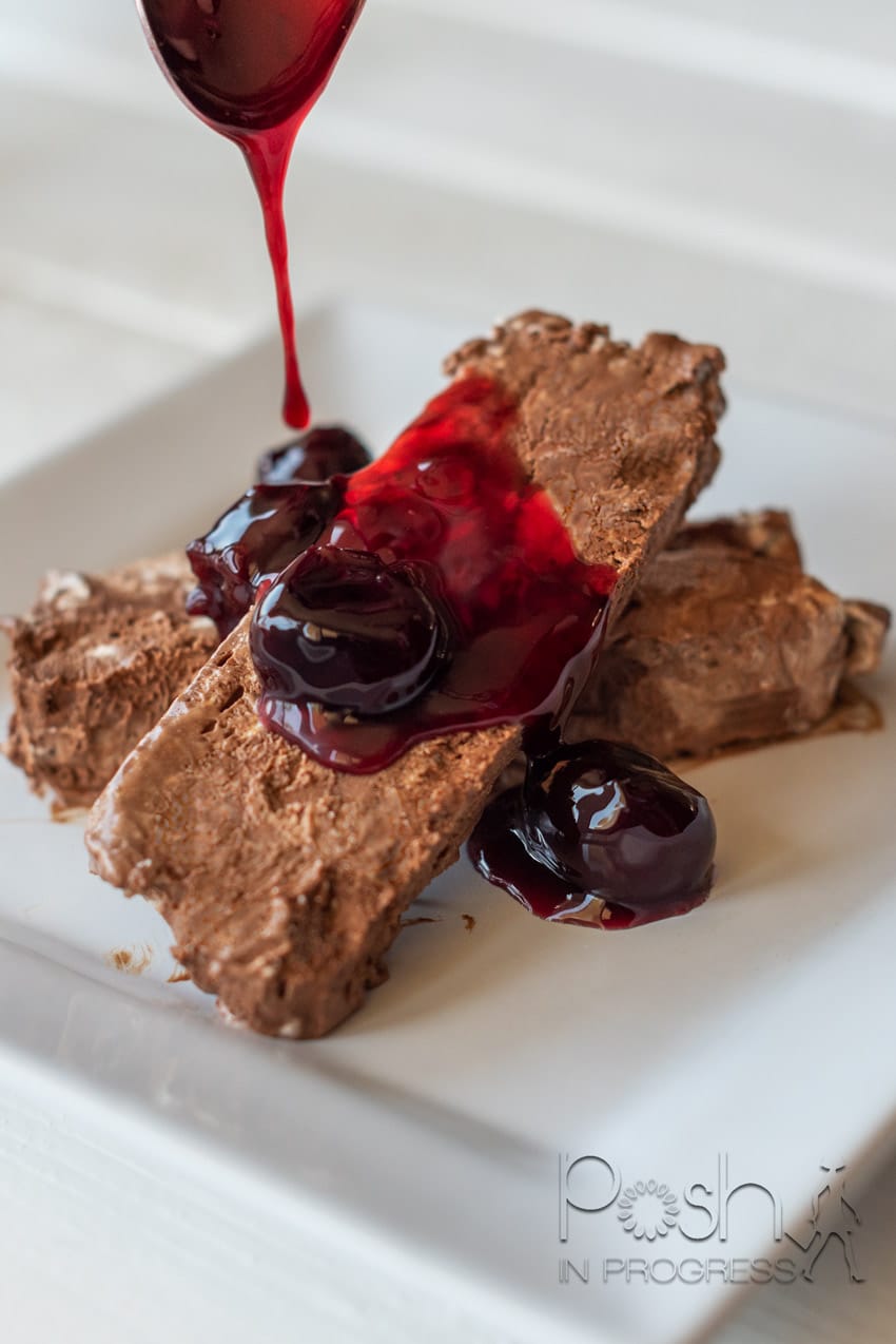 Chocolate Semifreddo Recipe with Cherry Sauce featured by top LA lifestyle blogger, Posh in Progress