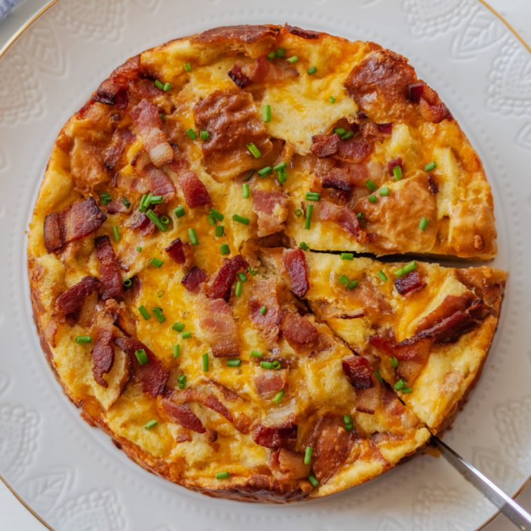 Bacon Egg and Cheese Strata Recipe featured by top LA lifestyle blogger, Posh in Progress