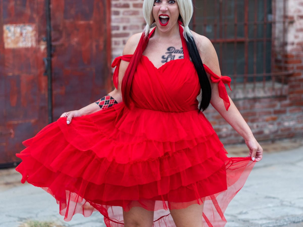 harley quinn red dress