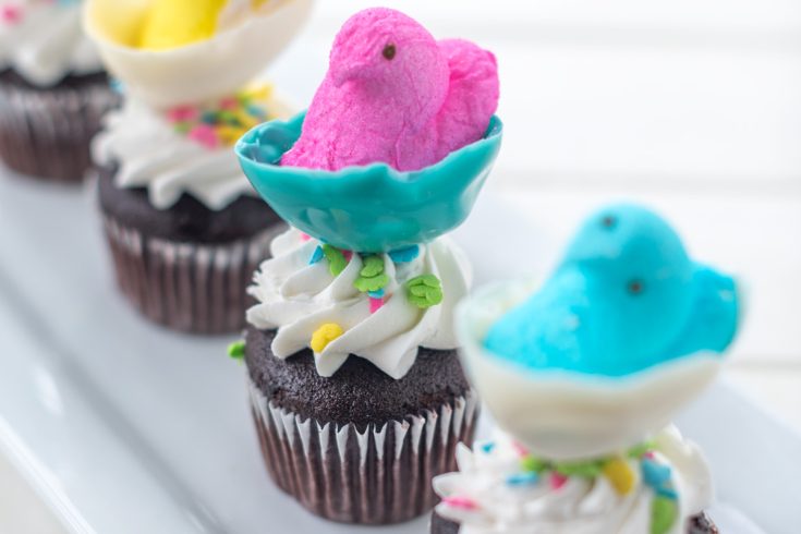 Adorable Peep Cupcakes Toppers + How to Make Chocolate Eggs