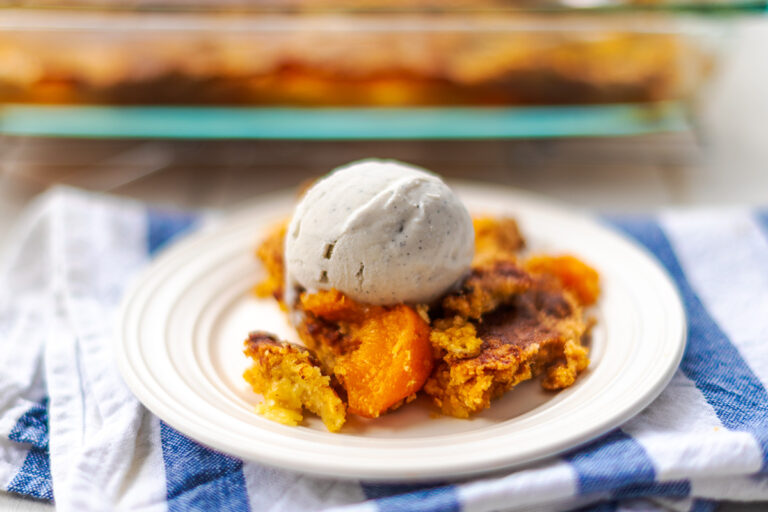 The Easiest Peach Cobbler with Cake Mix (Canned or Fresh Peaches!)