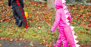 How to Make This Simple DIY Dinosaur Costume Out of a Sweat Suit; how to make easy diy costume for kids