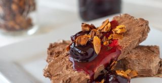 Chocolate Semifreddo Recipe with Cherry Sauce featured by top LA lifestyle blogger, Posh in Progress
